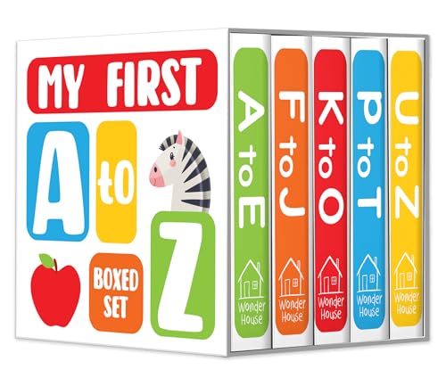 My First A To Z – Boxed Set Of 5 Mini Board Books | Learn The Alphabet From A To Z With Bright Pictures & Fun Learning | Includes A–E, F–J, K–O, P–T, ... Toddlers & Preschoolers | Ages 0–5 Years