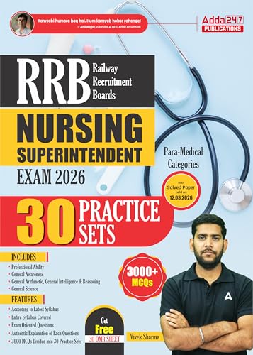 RRB Nursing Superintendent / Officer Exam 2026, 30 Practice Sets 3000 MCQs with Solutions with Practice OMR Sheet (English Printed Edition) By Vivek Sharma Sir