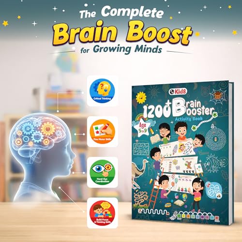 1200+ Brain Booster Activity Book for Kids Ages 5–9 | Theme Based Activity Book with 500+ Free Printable Worksheets & Parenting Tips | Puzzles, Mazes, Brain Teasers, Word Searches and Mind Games
