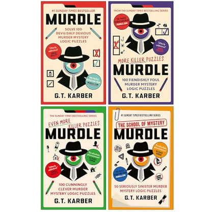 Murdle Puzzle Series 4 Books Collection Set By G. T. Karber (Murdle, Murdle: More Killer Puzzles, Murdle: Even More Killer Puzzles & Murdle: The School of Mystery)