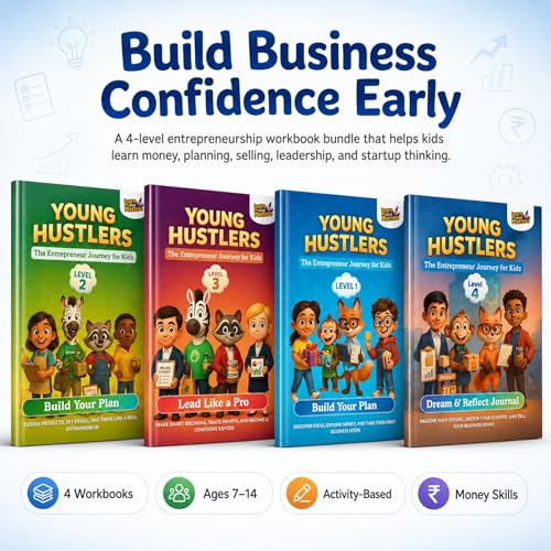 Young Hustlers – Financial Literacy & Entrepreneurship Workbook for Kids Ages 6-14 | 4-Book Money Management & Business Skills Activity Set (Young Hustlers Series)