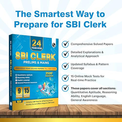 PW 24 SBI Clerk Prelims & Mains Previous Year Solved Papers (Till Nov 2025) with 15 Online CBT Tests For 2026 Exam | 3500 PYQ Questions | Fully Solved