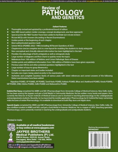 Review of Pathology and Genetics, 14/E for NEET PG, INI-CET and FMGE Aspirants | Chapterwise Solved MCQs, Golden Points and Mnemonics for PG Entrance Exam Revision