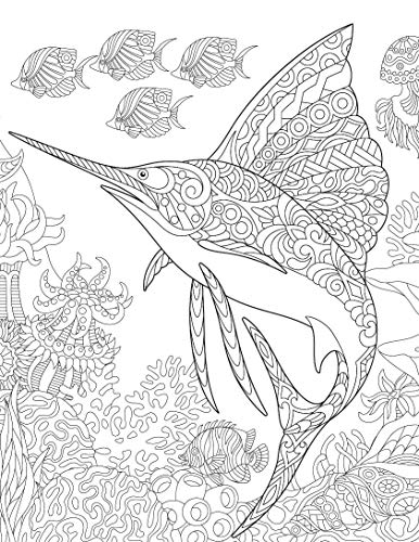 Ocean Adult Colouring Book for Peace & Relaxation | Underwater Scenes, Sea Creatures, and Marine Magic for Mindful Creativity and Stress Relief