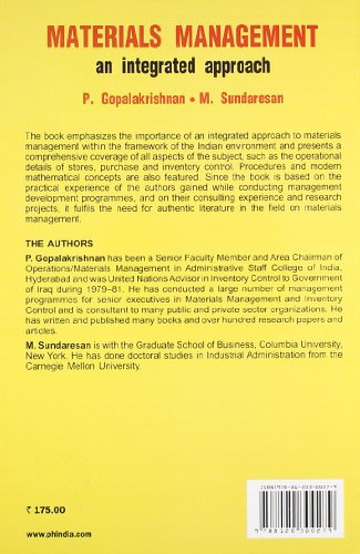 MATERIALS MANAGEMENT: AN INTEGRATED APPROACH 1ST EDITION