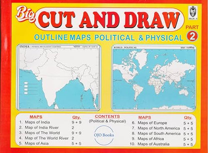 CUT AND DRAW BIG BOOK OF OUTLINE PRACTICE MAPS (100 ASSORTED MAPS) CONTAINS INDIA, WORLD AND CONTINENTS (English)