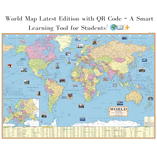 Eoi Marketing World Political Map English 40 x 28 Inch, Paper Print Map for Home & Office Wall Décor | Detailed & Updated Map for UPSC, SSC, IAS, IPS other Competitive Exam