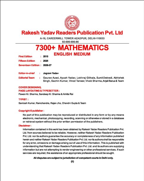 Rakesh Yadav SSC Mathematics, 7300+ Questions, 17th Edition, English Medium 2026