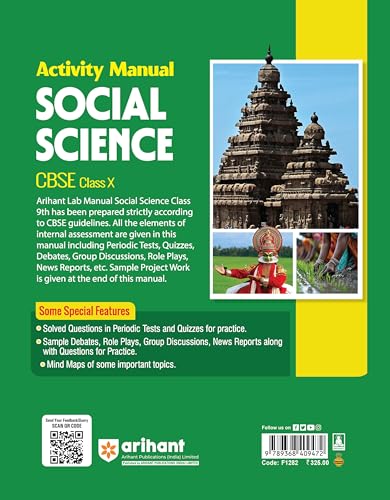 Arihant Activity Manual CBSE Social Science Class 10 | Edition 2025 | Includes Periodic Tests, Multiple Assessments (Debate, Role Play, Group Discussion, Concept Maps) & Project Work