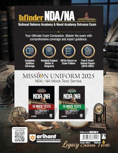 Arihant Pathfinder NDA/NA Entrance Exam Book 2026 | National Defence & Naval Academy | 8000+ MCQs, PYQs & Complete Study Notes | Latest Edition for NDA Written Exam Preparation | English Medium