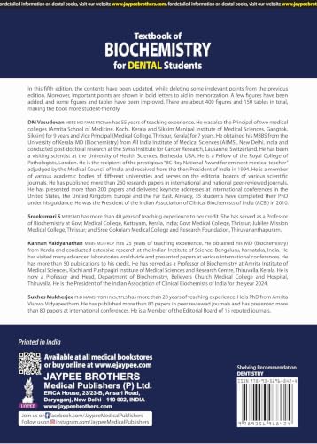 Textbook of Biochemistry for Dental Students, 5/E for BDS Students | Dental-Focused Biochemistry with 400+ Figures, 150 Tables, Oral Health Correlations and MCQ Question Bank: 1