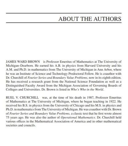 Complex Variables and Applications | 9th Edition | James Ward Brown & Ruel V. Churchill