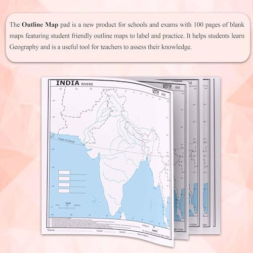 SMALL - 100 INDIA RIVER OUTLINE MAP FOR SCHOOL and SMALL - 100 WORLD RIVER OUTLINE MAP FOR SCHOOL | Combo of 2