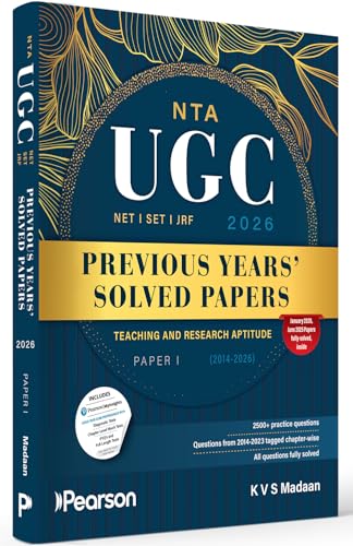 Pearson'26 NTA UGC NET SET,JRF Paper 1 Previous Years' Solved Papers-2014 to 2026 (Teaching & Research Aptitude)|January 2026 & June 2025 Solved paper