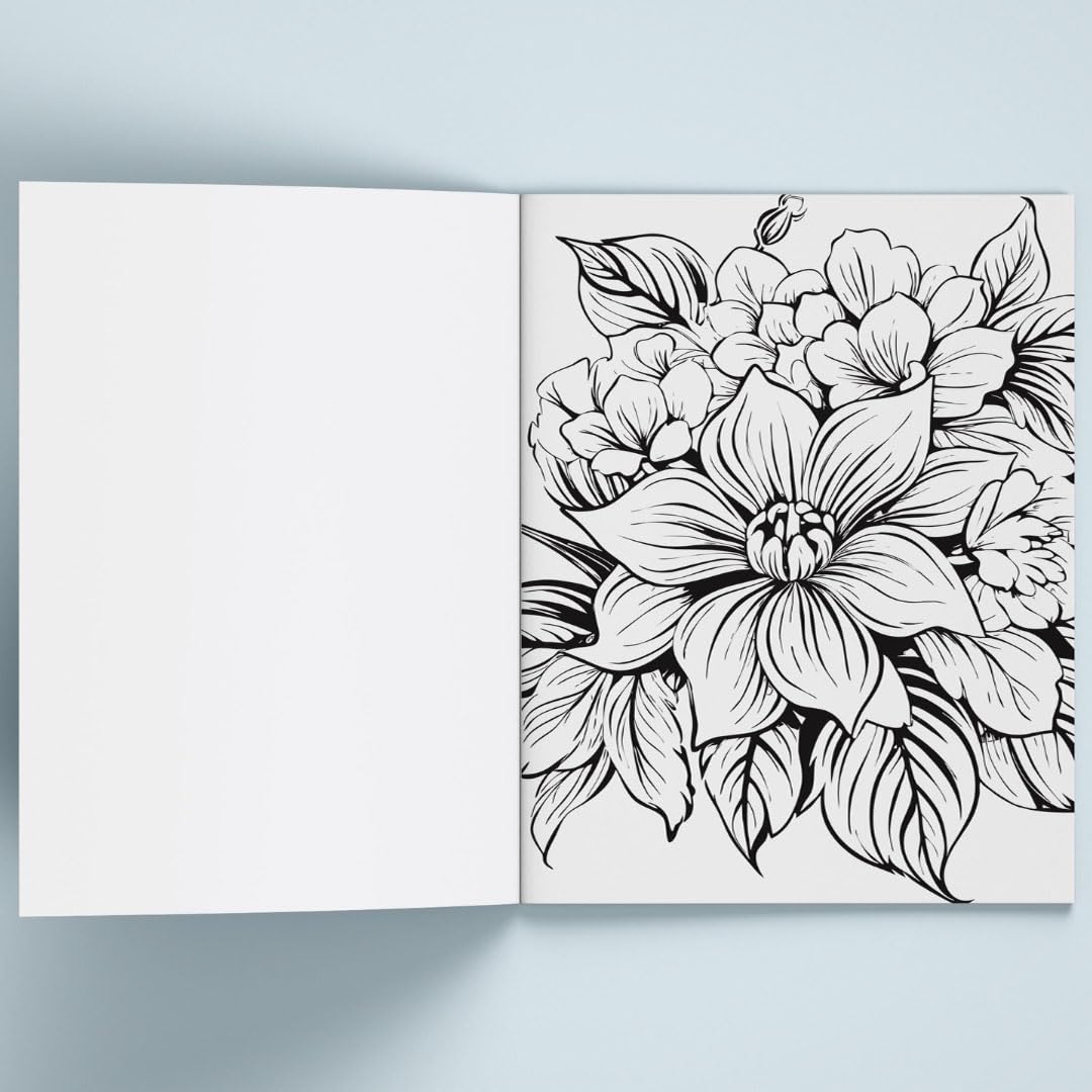 Adult Colouring Book - Flowers for Inner Calm - Colouring Activity Books for Adults - Creative Colouring Book to Reduce Stress