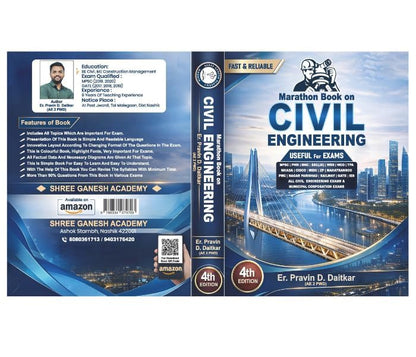 MARATHON BOOK ON CIVIL Engineering - 4th/Ed. - For MPSC | PWD | BMC | SSC | WRD | WCD | TPA | RRB | CIDCO | MIDC | - And All Civil Engineering Exams - Updated 4th Ed. For 2026-27 Exams