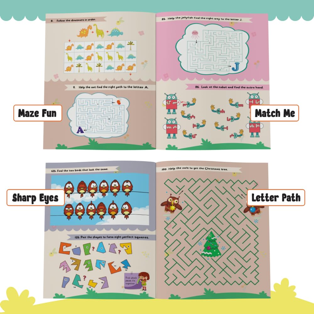 200+ Mazes & Puzzle Activity Book for Kids Ages 3-7, Fun and Challenging Picture Puzzles with 500+ Free Printable Worksheets & Parenting Tips