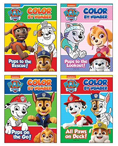 Paw Patrol Color By Number Super Boxset : Pack of 4 Coloring Books For Kids book cover
