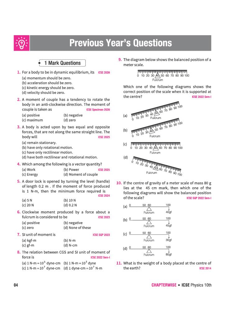 Arihant ICSE Question Bank Class 10 Physics For Board Exam 2027 | 26 Years Chapterwise & Topicwise PYQs (2026–2001) with Detailed Step-by-Step Solutions, Examiner's Comments,Tips & 3 Sample Papers