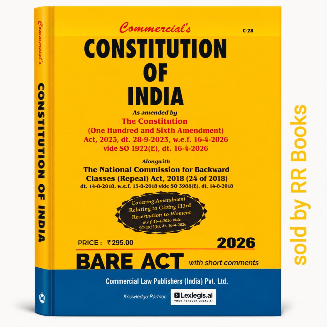 Commercial’s Constitution of India 2026 Bare Act with Short Comments | Updated with 106th Constitutional Amendment Act 2023 | Latest Edition for Law Students, Judiciary Aspirants & Legal Professionals