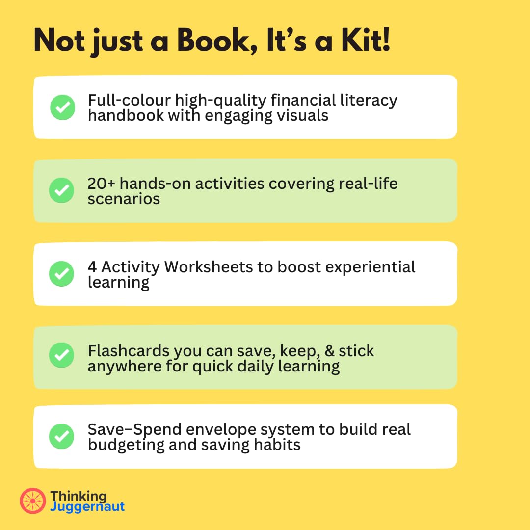 Personal Finance Handbook for Kids Ages 7–10 | Financial Literacy for Kids with 20+ Activities, Worksheets, Flashcards & Save-Spend Envelopes | Best ... Books for Kids | Designed by IIT & NIT Alumni