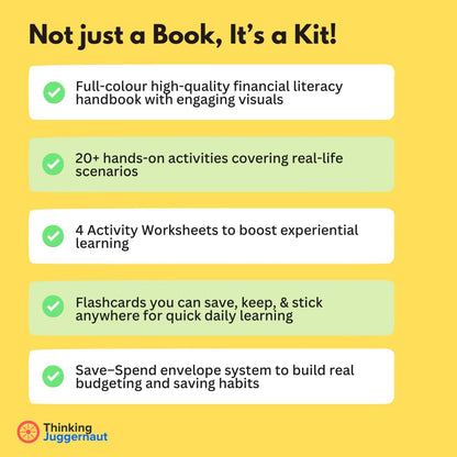 Personal Finance Handbook for Kids Ages 7–10 | Financial Literacy for Kids with 20+ Activities, Worksheets, Flashcards & Save-Spend Envelopes | Best ... Books for Kids | Designed by IIT & NIT Alumni