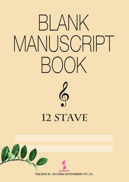 Blank Music manuscript book- 12 Stave : 32 pages (16 sheets)