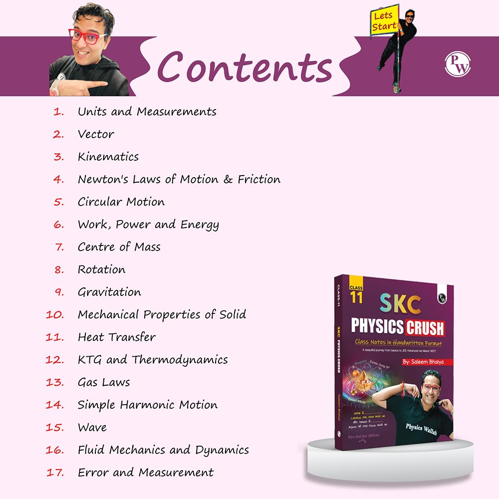 PW SKC Physics Crush Class 11 Handwritten Format Notes By Saleem Sir For JEE and NEET Exams | A Beautiful Journey From Basic to JEE Advanced via JEE/ NEET [Paperback] Saleem Ahmed