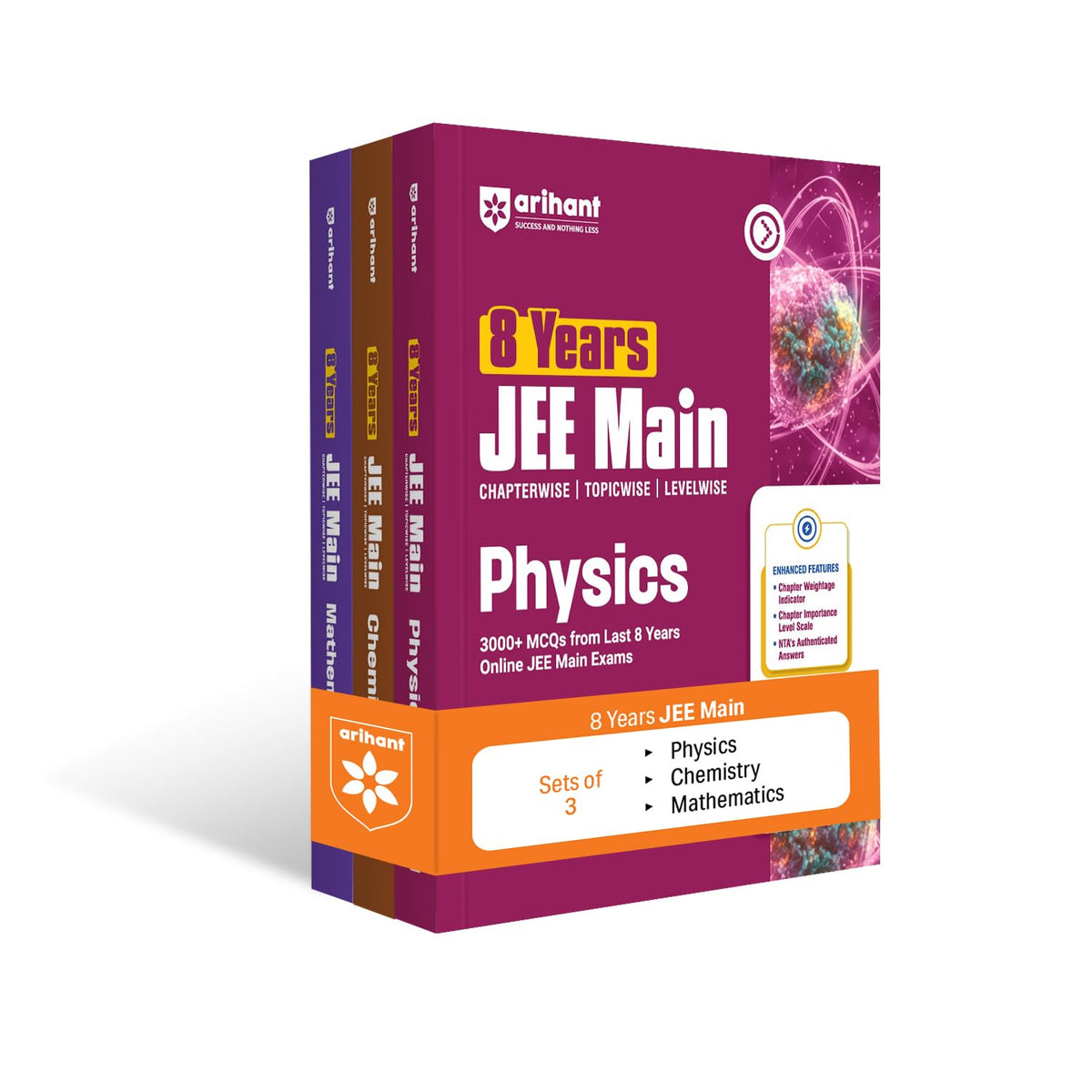 Arihant 8 Years JEE Main Chemistry, Physics, Mathematics PYQ Book 2027 | Chapterwise, Topicwise & Levelwise 3000+ MCQs| NTA Authenticated Answers, Chapter Revision Questions & Topicwise Worksheets