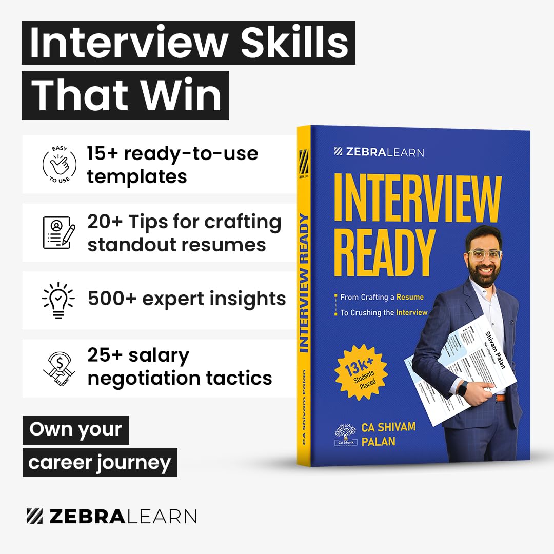 Interview Ready for Finance Jobs: Resume, Finance Interview Questions, Salary Negotiation | CA Shivam Palan | Zebra Learn Books
