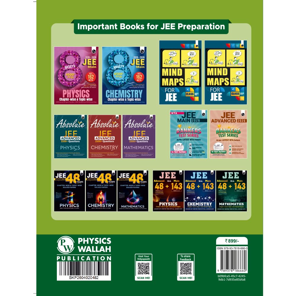 PW JEE Main 8 Years (2019-2026) PYQs Physics, Chemistry, Maths Combo Set of 3 Books | All 162 Sets Previous Years Solved Papers For JEE Main 2027 Exams | Concentrate on Relevance