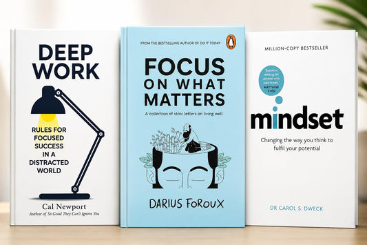 Deep Work, Focus on What Matters & Mindset 3 Books Combo | Productivity, Focus, Personal Growth & Success Books