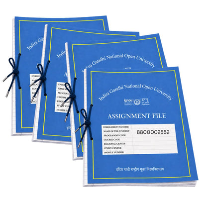 IGNOU Assignment File Kit for 4 Subjects with Front Page, ID Card Page & 30 Ruled Sheets per File, Pack of 4