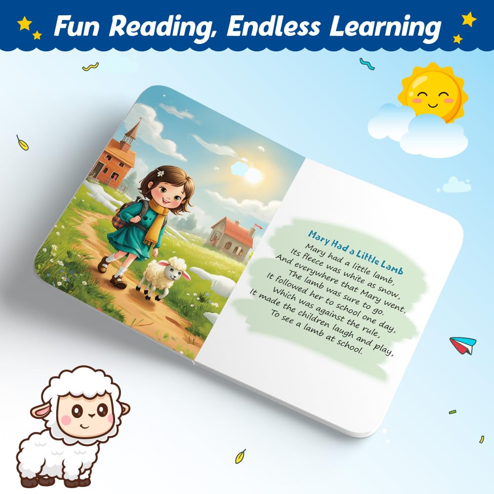 Kids' First Nursery Rhymes Padded Board Book, Colourful Illustrated Nursery Rhymes for 1-5 Years, Board Book for Toddlers