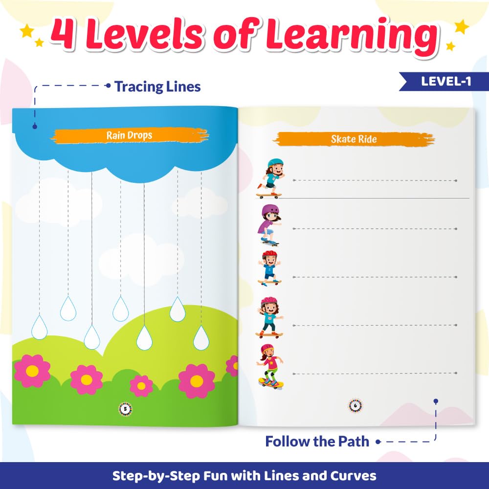 200+ Pattern Tracing Workbook for Kids, Free 500+ Printable Worksheets, Activities and Parenting Tips, Practice Drawing, Tracing Lines, Scribbles, ... and Hand-Eye Coordination, Age 3-5 Years