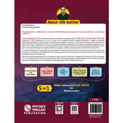 PW EaJEE Handwritten Notes For Mathematics Class 11 JEE Main & Advanced By Tarun Khandelwal (T.K. Sir) | Chapterwise and Topicwise Questions | Handpicked PYQs