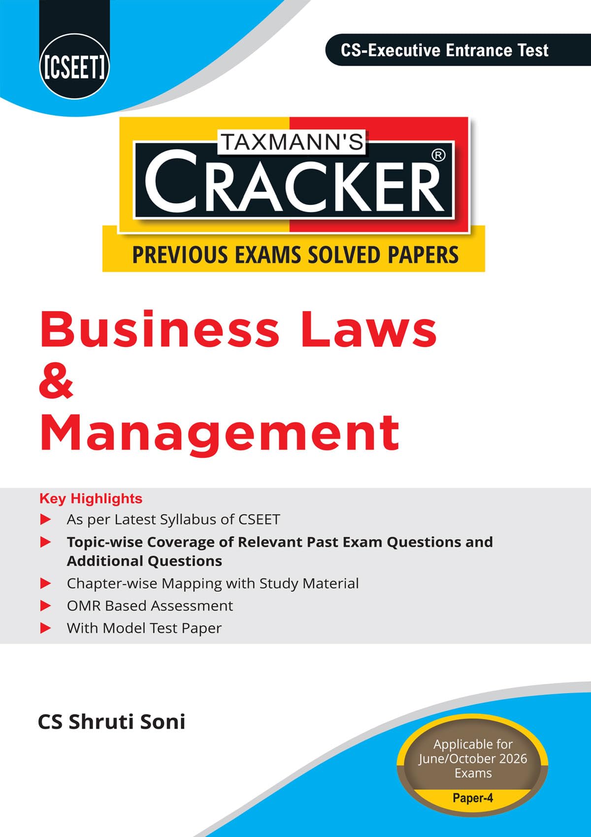 Taxmann's CRACKER Combo for CSEET | June/Oct. 2026 Exams – Papers 1 to 4 | CRACKER Series | BCOM, FOA, E&BE, and BL&M | March/May 2026 Editions | Set of 4 Books
