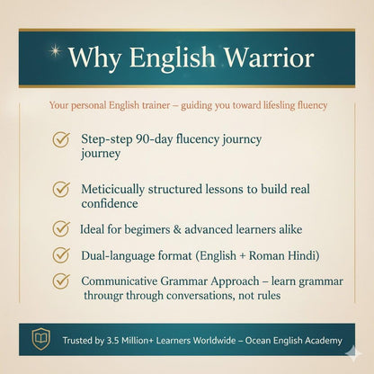 English Warrior – 90-Day English Speaking Course | Master Fluent English in Just 90 Days | Practical Spoken English Book with Free Video Course | By Vidushi Kaushik, Ocean English Academy
