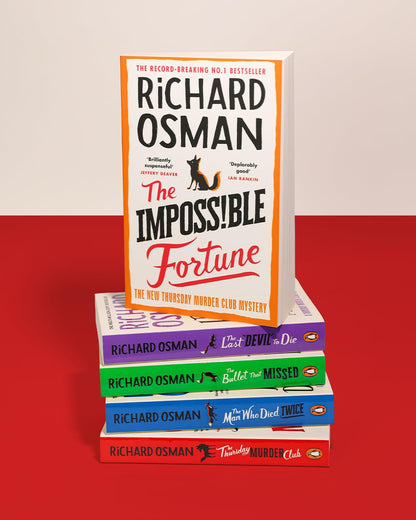 Spine view of The Impossible Fortune by Richard Osman hardcover edition