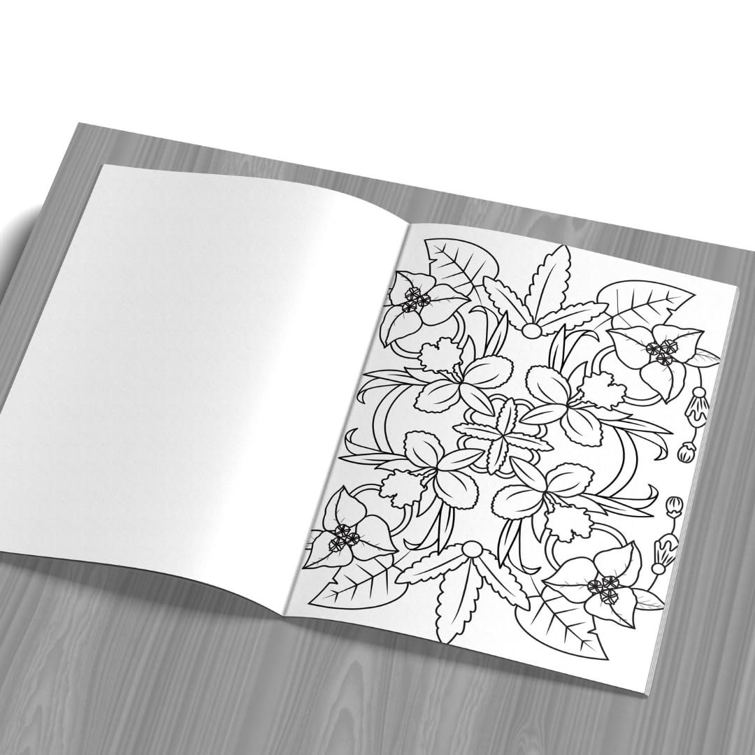 Adult Colouring Book - Flowers for Inner Calm - Colouring Activity Books for Adults - Creative Colouring Book to Reduce Stress
