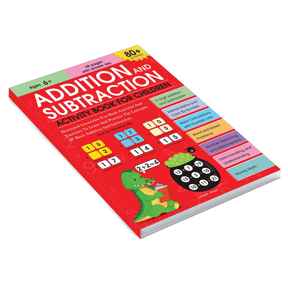 Addition And Subtraction Activity Book For Children - 80+ Activities Inside | Ages 5, 6, 7 | 2.5 Hours Of Interactive And Skill Building Fun