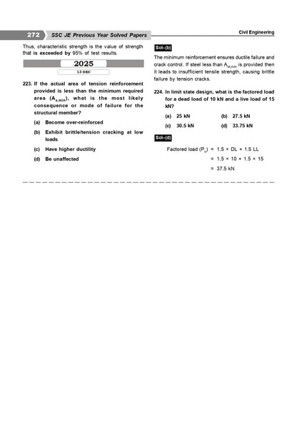 SSC JE CIVIL ENGINEERING PREVIOUS YEARS TOPICWISE OBJECTIVE DETAILED SOLUTION WITH THEORY | 2026-2027 Latest Edition | PYQs