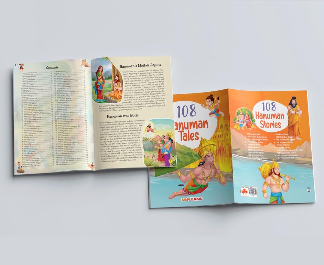 108 Hanuman Stories (Illustrated) - Story Book for Kids - English Stories for Children - Bedtime Stories - Moral Stories - Age 3+ - Read Aloud to Infants, Toddlers