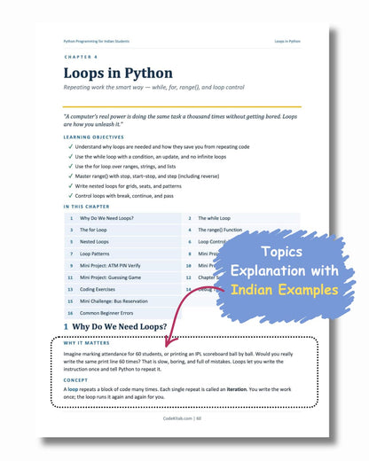 Python Programming for Indian Students: Learn Python Step by Step with Real Indian Examples, Hands-On Practice, Mini Projects & Placement Preparation