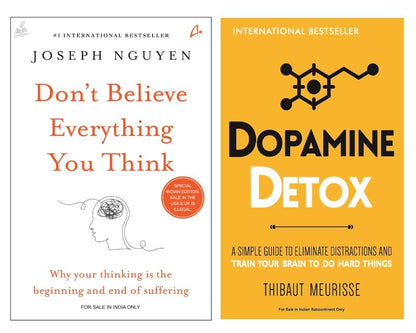 Don't Believe Everything You Think & Dopamine Detox Combo Set | 2 Books on Overthinking, Focus, Productivity, Mindset, Self Improvement & Distraction Control | Self Help Books for Students & Adults