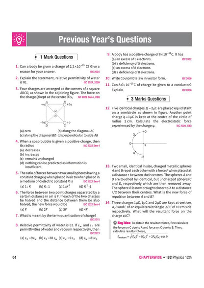 Arihant ISC Question Bank Class 12 Physics For Board Exam 2027 | 26 Years Chapterwise & Topicwise PYQs (2026–2001) with Detailed Step-by-Step Answers, Examiner's Comments, Tips & 3 Sample Papers