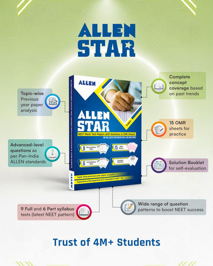 ALLEN STAR NEET Mock Test Papers With Solutions in English | 15 Mock Tests (9 Part Syllabus + 6 Full Syllabus) as per Latest NTA Pattern ( 15 OMR ... Year Paper Analysis | Target NEET-UG 2027