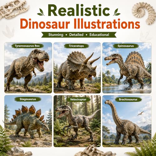 101 Dinosaurs – Illustrated Encyclopedia for Kids Ages 7–10 | Realistic Images, Fun Facts & Scientific Information | Visual Learning Book for Curious Young Minds