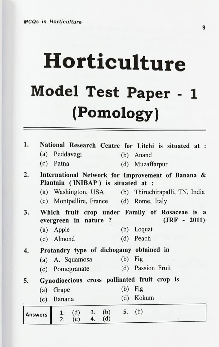 MCQs in Horticulture - 2026-2027