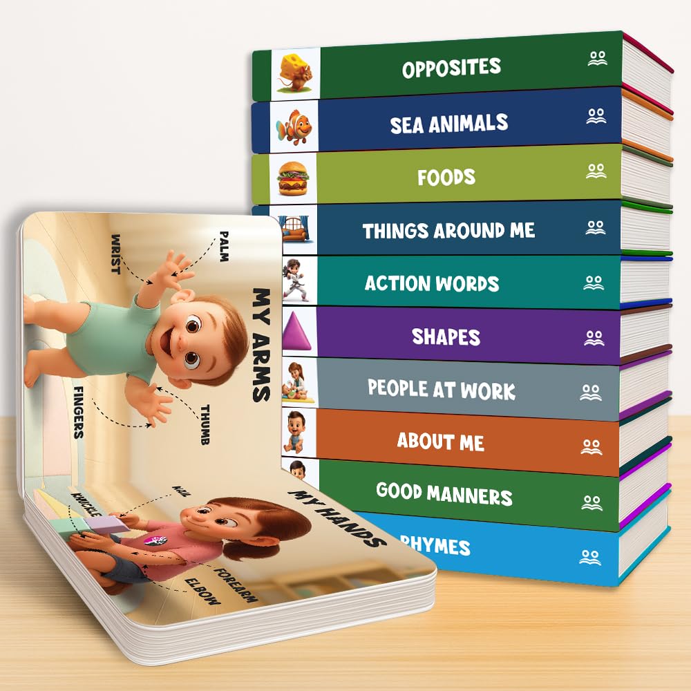 My First Library Box Set 10 Board Books | Premium Quality Kids Books for 1 Year - 4 Year Old | Early Learning Books - About Me, Rhymes, Foods, Shapes, ... Around Me, Action Words & People at Work
